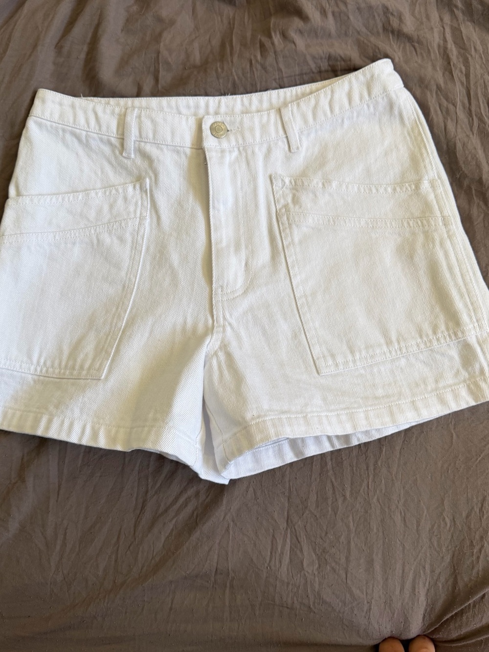 Harper White High-Waist Utility Pocket Shorts